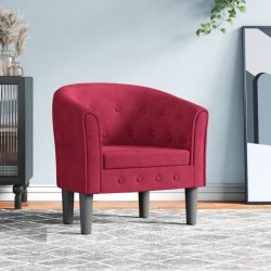 Fauteuil rouge bordeaux velours 