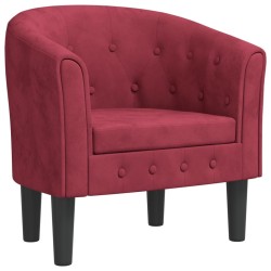 Fauteuil rouge bordeaux velours 
