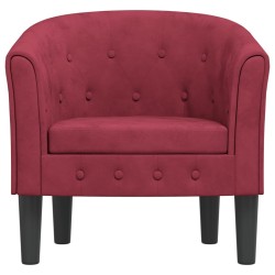 Fauteuil rouge bordeaux velours 