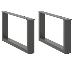 Pieds de table basse en U 2 pièces Anthracite 60 x (30-31) cm Acier 