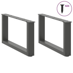 Pieds de table basse en U 2 pièces Anthracite 60 x (30-31) cm Acier 