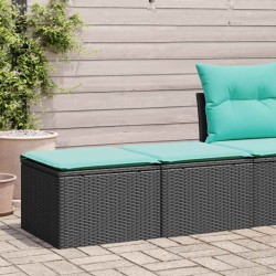 Salon de jardin avec coussins 2 pcs noir résine tressée acacia 