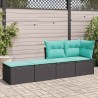 Salon de jardin avec coussins 2 pcs noir résine tressée acacia 