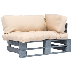 Canapé de jardin palette avec coussins sable Pinède 