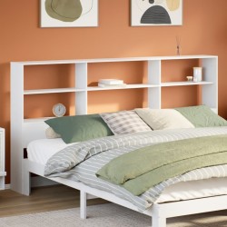 Tête de lit avec rangement blanc 200 cm bois massif de pin 