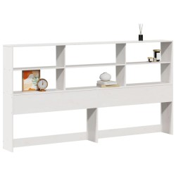 Tête de lit avec rangement blanc 200 cm bois massif de pin 