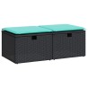 Salon de jardin avec coussins 2 pcs noir résine tressée acacia 