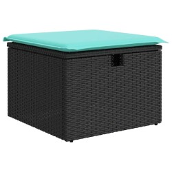 Salon de jardin avec coussins 2 pcs noir résine tressée acacia 