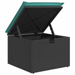 Salon de jardin avec coussins 2 pcs noir résine tressée acacia 