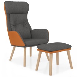 Chaise de relaxation repose-pied Gris foncé Similicuir et tissu 