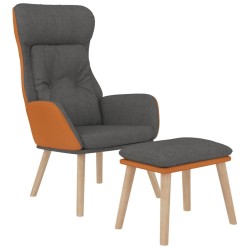 Chaise de relaxation repose-pied Gris foncé Similicuir et tissu 