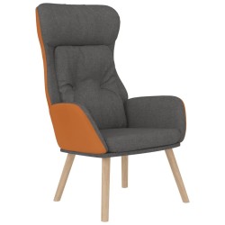 Chaise de relaxation repose-pied Gris foncé Similicuir et tissu 