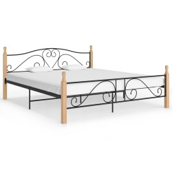 Cadre de lit sans matelas noir métal 200x200 cm 