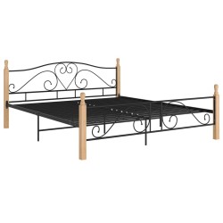 Cadre de lit sans matelas noir métal 200x200 cm 