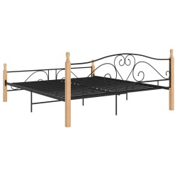 Cadre de lit sans matelas noir métal 200x200 cm 