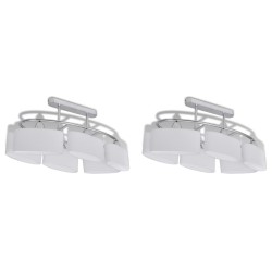 Plafonnier avec abat-jours en verre ellipsoïde 2 pcs E14  