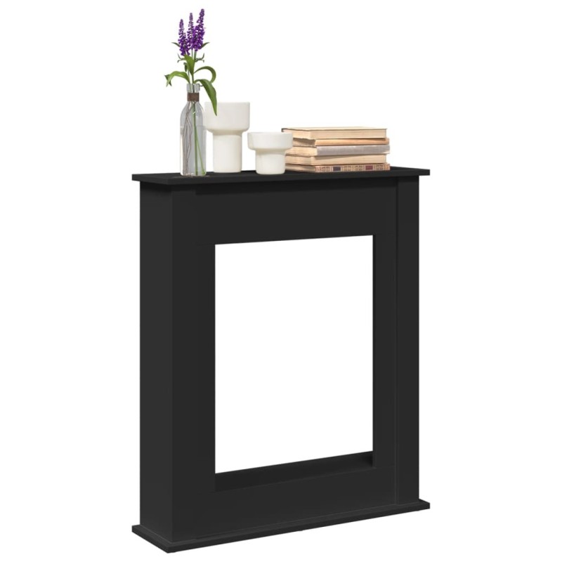 Cadre de cheminée noir 75x20x87,5 cm bois d'ingénierie 