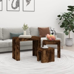 Tables basses gigognes 3 pcs Chêne fumé Bois d'ingénierie 