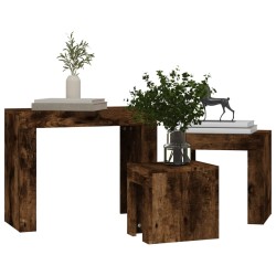 Tables basses gigognes 3 pcs Chêne fumé Bois d'ingénierie 