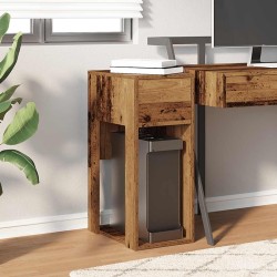 Support de tour d'ordinateur avec tiroir vieux bois 30x44x74 cm 
