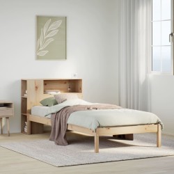 Lit bibliothèque sans matelas 75x190 cm bois de pin massif 