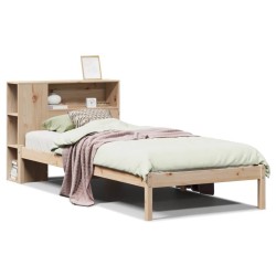 Lit bibliothèque sans matelas 75x190 cm bois de pin massif 