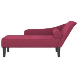 Chaise longue avec coussins rouge bordeaux velours 
