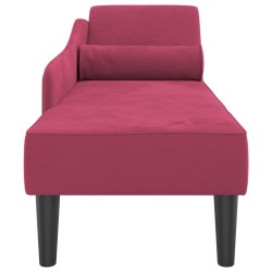 Chaise longue avec coussins rouge bordeaux velours 