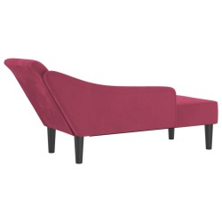Chaise longue avec coussins rouge bordeaux velours 