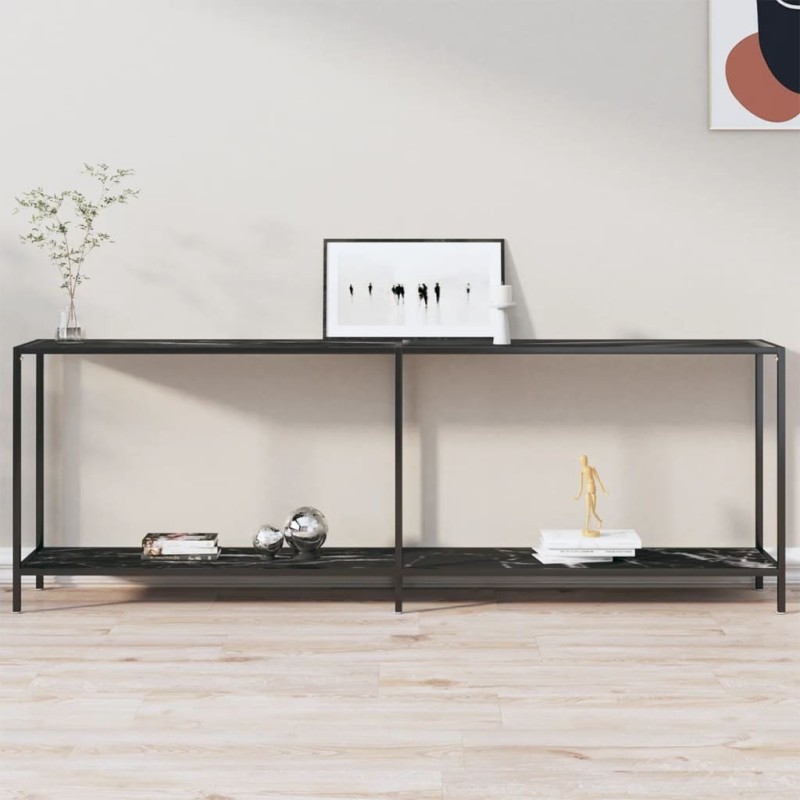 Table console Noir 220x35x75,5 cm Verre trempé Table console Noir 220x35x75,5 cm Verre trempé