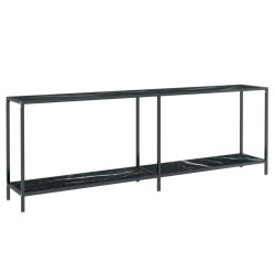 Table console Noir 220x35x75,5 cm Verre trempé 