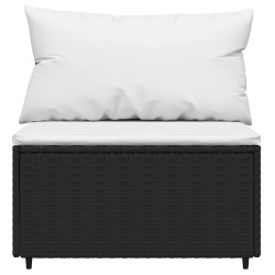 Salon de jardin 3 pcs avec coussins Noir Résine tressée 