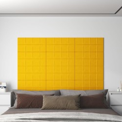 Panneaux muraux 12 pcs Jaune 60x30 cm Velours 2,16 m² 