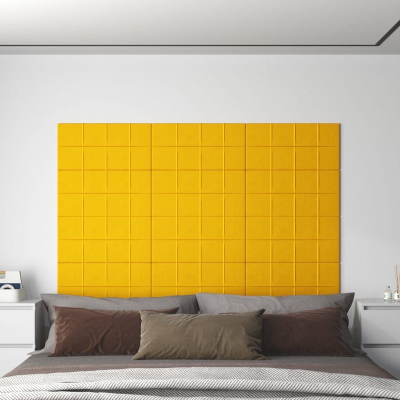 Panneaux muraux 12 pcs Jaune 60x30 cm Velours 2,16 m² 
