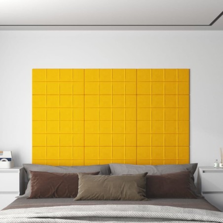 Panneaux muraux 12 pcs Jaune 60x30 cm Velours 2,16 m² 