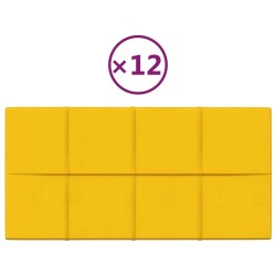 Panneaux muraux 12 pcs Jaune 60x30 cm Velours 2,16 m² 