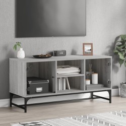 Meuble TV avec portes en verre sonoma gris 102x37x50 cm 