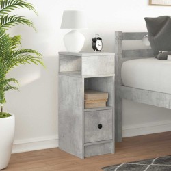 Table de chevet avec tiroir gris béton 25x31x66 cm 