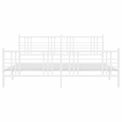 Cadre de lit métal sans matelas et pied de lit blanc 180x200 cm 