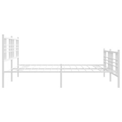 Cadre de lit métal sans matelas et pied de lit blanc 180x200 cm 