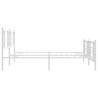 Cadre de lit métal sans matelas et pied de lit blanc 180x200 cm 