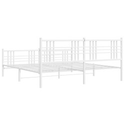Cadre de lit métal sans matelas et pied de lit blanc 180x200 cm 