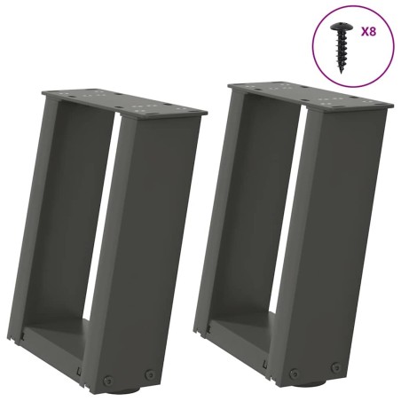 Pieds de table basse en U 2 pièces Anthracite 30 x (30-31) cm Acier 