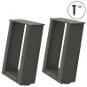 Pieds de table basse en U 2 pièces Anthracite 30 x (30-31) cm Acier 