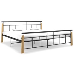 Cadre de lit sans matelas métal bois de chêne massif 200x200 cm 