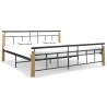 Cadre de lit sans matelas métal bois de chêne massif 200x200 cm 