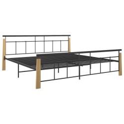 Cadre de lit sans matelas métal bois de chêne massif 200x200 cm 