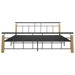 Cadre de lit sans matelas métal bois de chêne massif 200x200 cm 