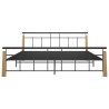 Cadre de lit sans matelas métal bois de chêne massif 200x200 cm 