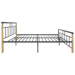 Cadre de lit sans matelas métal bois de chêne massif 200x200 cm 